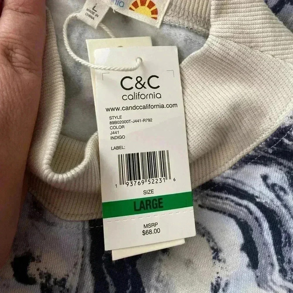 🆕 C&C California Marble Effect Indigo Sweatshirt L🆕 - Picture 9 of 9